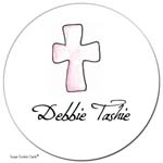 Sugar Cookie Gift Stickers - Cross Pink